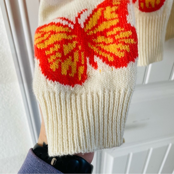 Runway 7 Cream Monarch Butterfly Oversized Boho Cottagecore Cardigan | Large - Picture 4 of 5